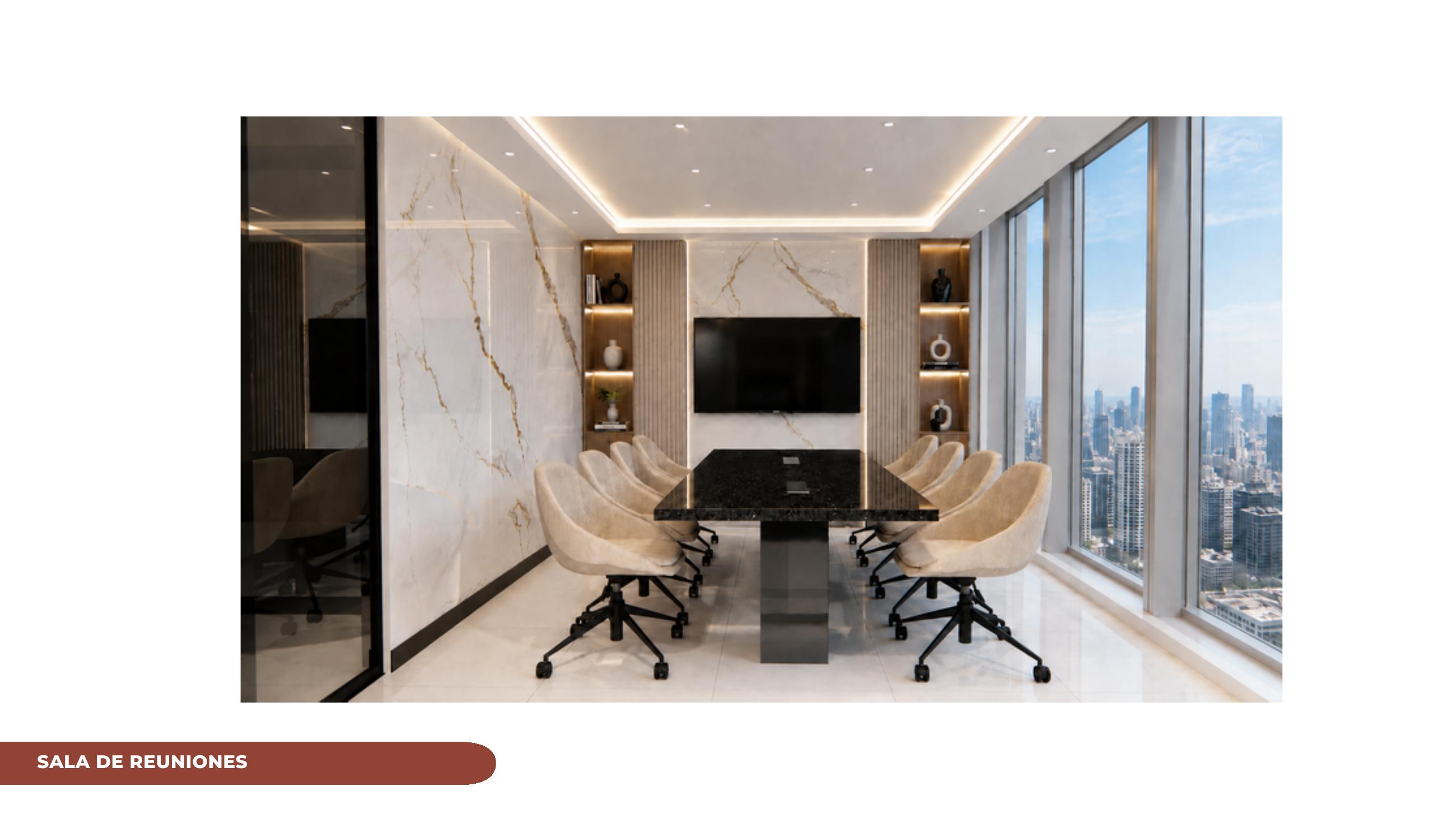 Render de la sala de reuniones de la oficina 1401